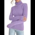 thumbnail image 3 of Suéteres Acanalados para Mujer, Lindos Suéteres de Punto de Cuello Alto, Ajustados y Cálidos Púrpura un Tamaño, 3 of 10