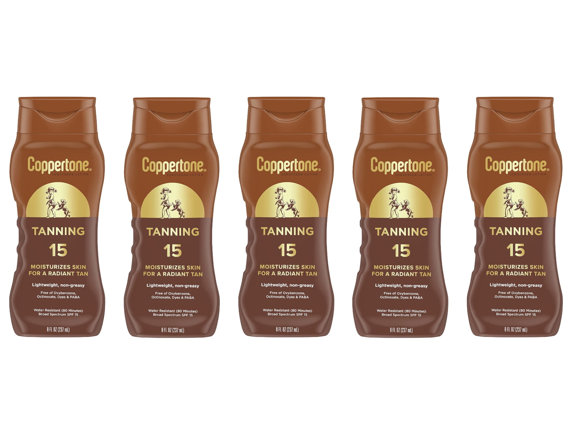 Coppertone Tanning Sunscreen Lotion SPF 15, 8 Fl. Oz. Pack of 5