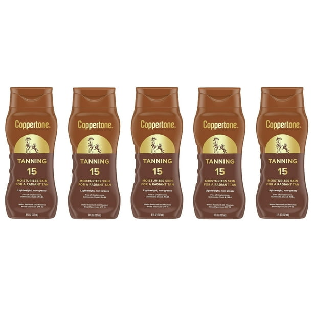 Coppertone Tanning Sunscreen Lotion SPF 15, 8 Fl. Oz. Pack of 5
