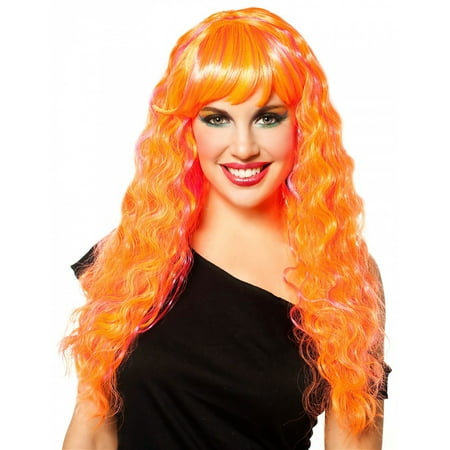 Orange with Magenta Candy Glam Wig