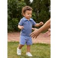 thumbnail image 6 of BemeyourBBs Toddler Baby Boys Summer Clothes Baby Boy Fathers Day Outfits Daddy's Mini Letter Embroidery Zipper-Up Short Sleeve T-Shirts Elastic Waist Plaid Shorts 2Pcs Set, 6 of 9