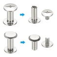 thumbnail image 3 of 24 juegos de tornillos Chicago, 4x10mm (DxH) tornillos de unión Phillips, remaches de cuero, sujetadores de acero inoxidable 304 para cinturones de cuero y álbumes de fotos, plateado, 3 of 6