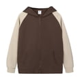 thumbnail image 6 of LYMAYTER ‌‌Women Zip Up Hoodie Color Block Long Sleeve Casual Lightweight Hooded Sweatshirt with Pocket, 6 of 7