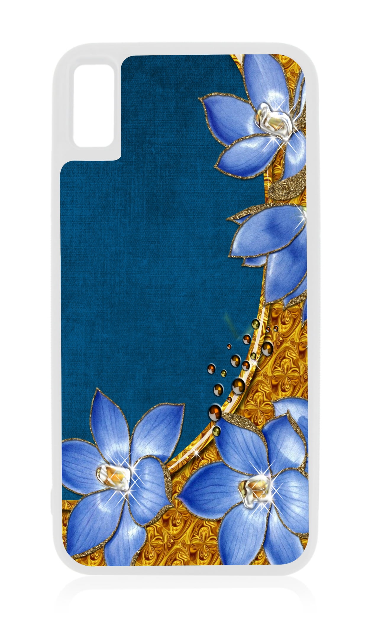 Blue Gold 10 XR Flower Case iPhone 10 XR Floral Case Design White