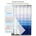 thumbnail image 2 of No Hook Cloth Fabric Shower Curtain with Snap in Liner, Blue Pink Ombre Waterproof Shower Curtains Set with See Through Top Window, Gradient Abstract Stripes Texture Bath Curtains Shower 36"x72", 2 of 6