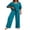 Blue Green, variant on Ekouaer Lounge Sets for Women Short Sleeve Tops and Long Pants Soft Comfy Pajama Set 2 Piece Pjs Outfits