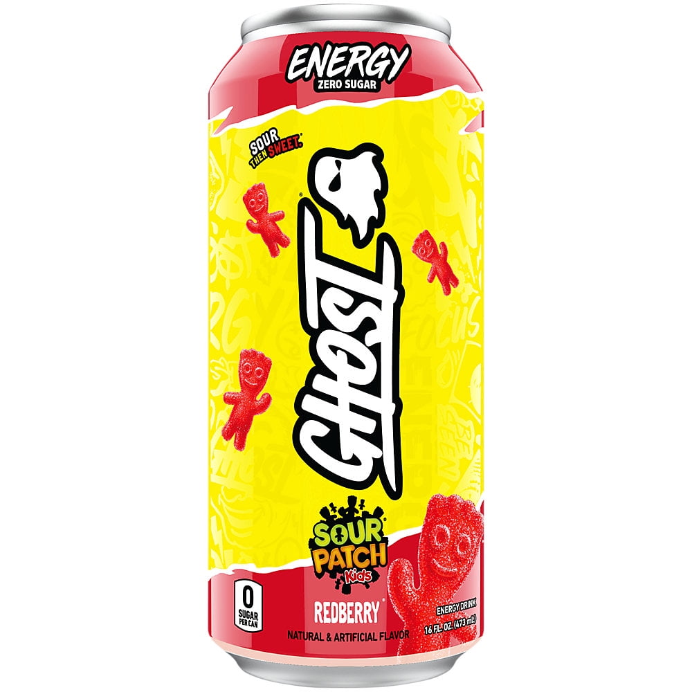GHOST Energy Drink Zero Sugar SOUR PATCH KIDS REDBERRY (12 Drinks, 16