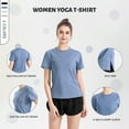thumbnail image 3 of Camiseta de yoga para mujer, camisetas de manga corta con cuello redondo, dobladillo dividido, ahuec Abanopi Camiseta de yoga para mujer, 3 of 7