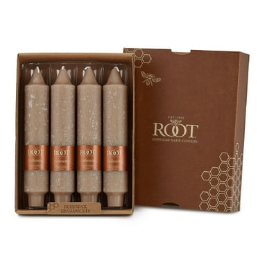 ROOT Candles Unscented Timberline™ Collenette Taper Candles, 7-Inch Tall, Box of 4, Taupe