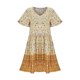 thumbnail image 2 of Gibobby Vestido Causal para Mujer de Verano Vestido de mujer con cuello en V, manga corta, estampado floral, vacaciones en la playa, vestidos de estilo rural, (Amarillo,CH), 2 of 5