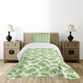 thumbnail image 4 of Ambesonne Palm Leaf Quilted Bedspread Set 2 Pcs, Exotic Tree Hawaiian, Twin Size, Fern Green, 4 of 5