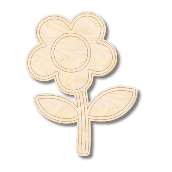 Unfinished Wood Etched Farm Flower Shape 3" / 1/4"