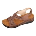 thumbnail image 5 of Womens Sandals Open Toe Hollow out Low Wedge Antislip Comfortable Footbed Slingback Orthopedic Walking Shoes Brown Size 6.5, 5 of 6