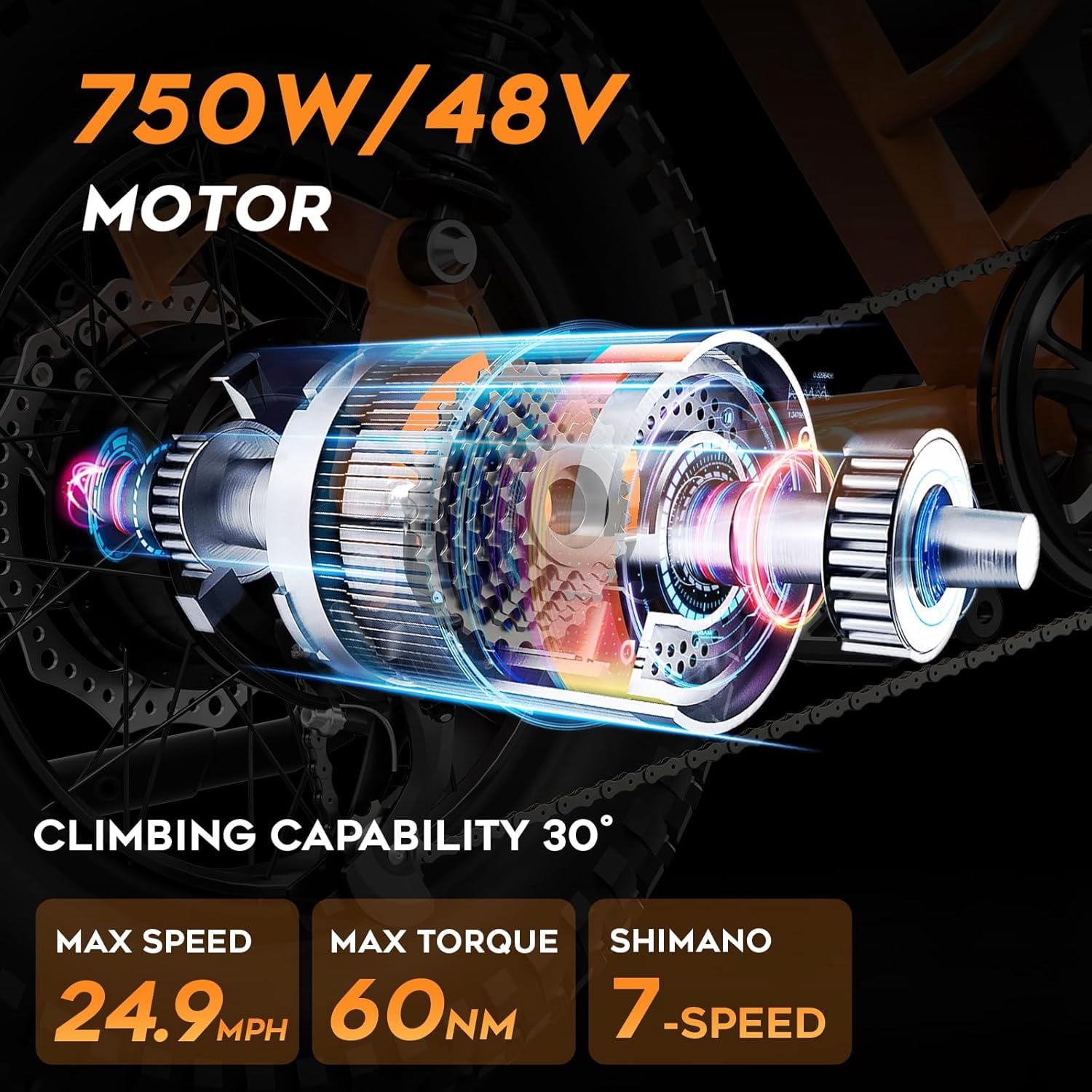 Spacewalk Electric Bike for Adult,20"x4"Fat Tires Ebike,Suitable for Riders 5'5"& Above,750W Motor,24.9mph,48V 15Ah