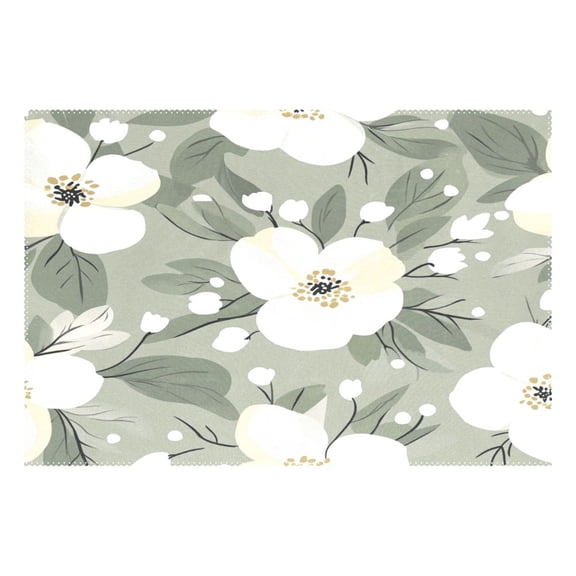 Soft Floral Pattern 12x18in Heat-Resistant Non-Slip Place Mat, Durable and Wrinkle-Resistant