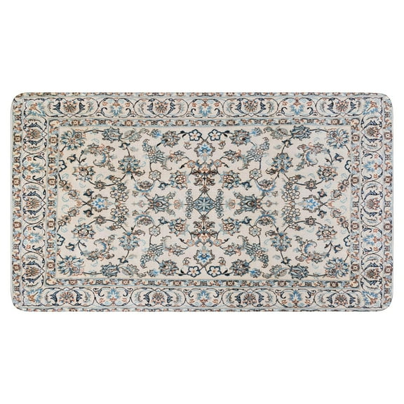 Bohemian Light Blue Carpet Pattern Linen National Design Farmhouse Door Mat 30 X 17 Inch Welcome Doormat Indoor Outdoor Entrance Floor Mat Non Slip Spring Summer Decor Rubber Mats