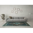thumbnail image 3 of Ahgly Company Indoor Rectangle Medallion Light Blue Traditional Area Rugs, 7' x 10', 3 of 4