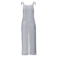 thumbnail image 5 of Lenpel Women's Jumpsuits Plus Size Sleeveless Spaghetti Strap Striped Plaid Straight Leg Rompers Causal Loose Overalls with Pockets, 5 of 5