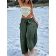 thumbnail image 3 of Katigan Womens High Waist Wide Leg Pants Loose Fit Casual Linen Blend Trousers Comfort Green XL, 3 of 5