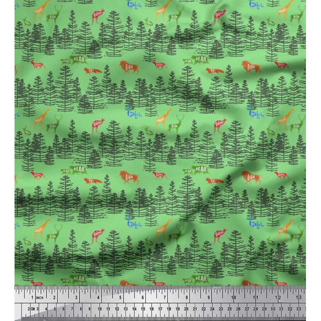 Soimoi Rayon Fabric Animals,Bird & Tree Modern Style Print Fabric by Yard 42 Inch Wide