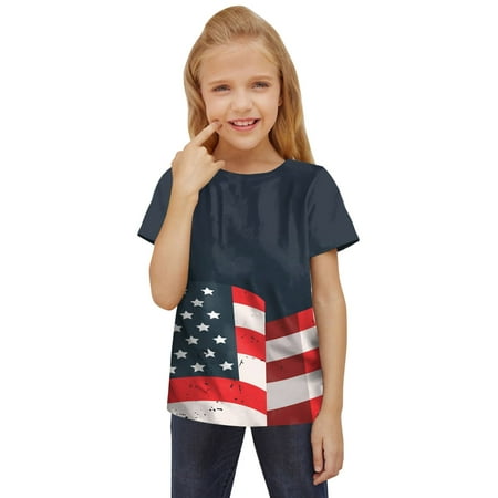 

Girls Shirts Kids Toddler Children Spring Summer Active Fashion Daily Indoor Outdoor Print Short Sleeve T Shirts Clothing Light Tops 7-8 Years