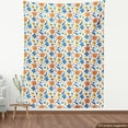 thumbnail image 4 of Ambesonne Tropical Fabric by the Yard Upholstery, Flower Monstera Line Dot, 5 Yards, Pale Orange and Cobalt Blue, 4 of 5