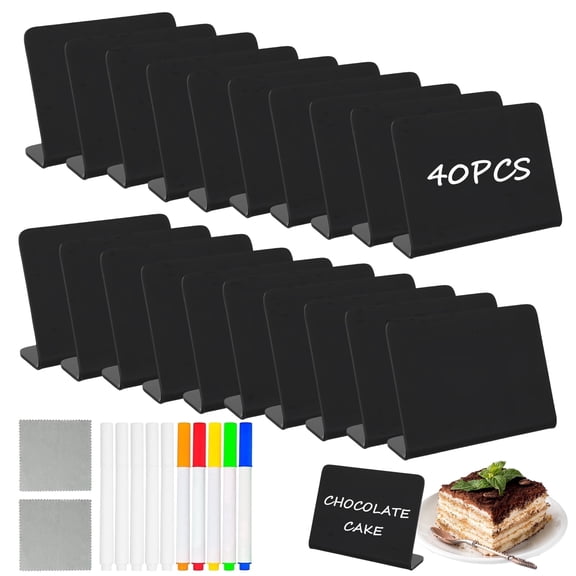 Pintuson 40 Pack Mini Chalkboard Signs, 4"x3" Small Food Labels for Party Buffet, Catering & Retail Price Tags