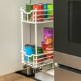 thumbnail image 4 of Household Essentials Glidez Multipurpose Paint-Finished Steel Pull-Out Storage Organizer with Plastic Liners for Under Cabinet - 2-Tier Design - Fits Standard Size Cabinet or Shelf, White, 4 of 13