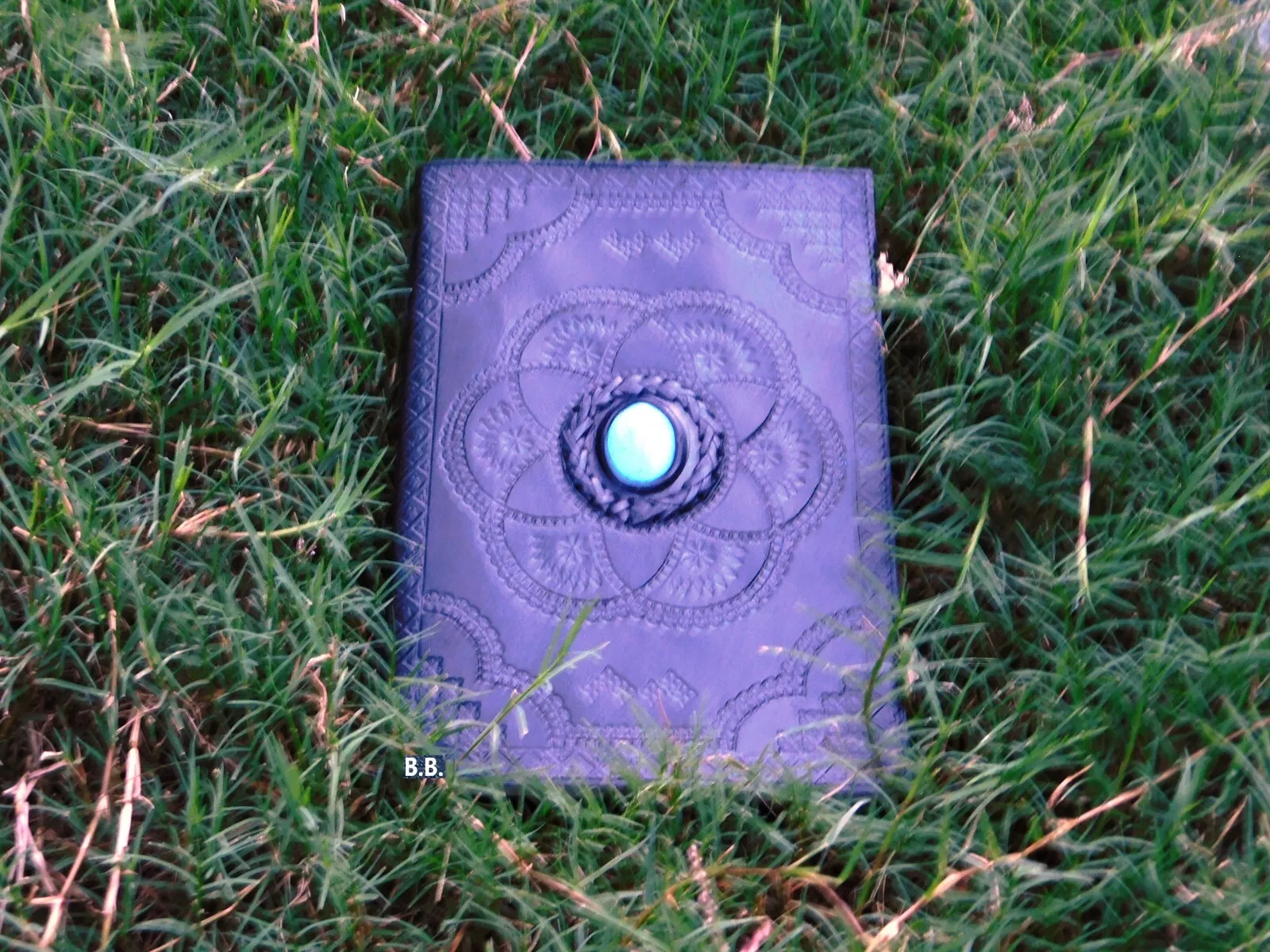 Handcrafted Grimoire Book of Shadow Journal Blue Stone Leather Bound Antique Style Diary Notebook For Men & Women Office Stationary Use