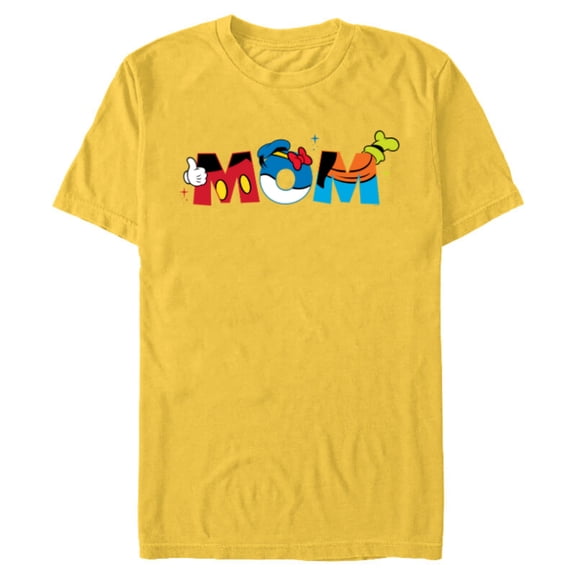Disney Mickey Mouse and Friends Mom Mother’s Day Birthday - Short Sleeve Blended T-Shirt for Adults - Customized-Yellow