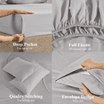 thumbnail image 5 of Twin Size Bed Sheets,Z-hom 4 Piece Cooling Sheets 14” Deep Pocket Sheet & Pillowcase Sets Soft Microfiber Luxury Bedding Fitted Sheet Water Washed,Light Gray, 5 of 10