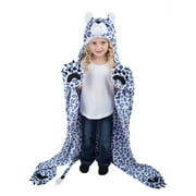 Fin Fun Wild Things Snow Leopard Hooded Throw Animal Blanket