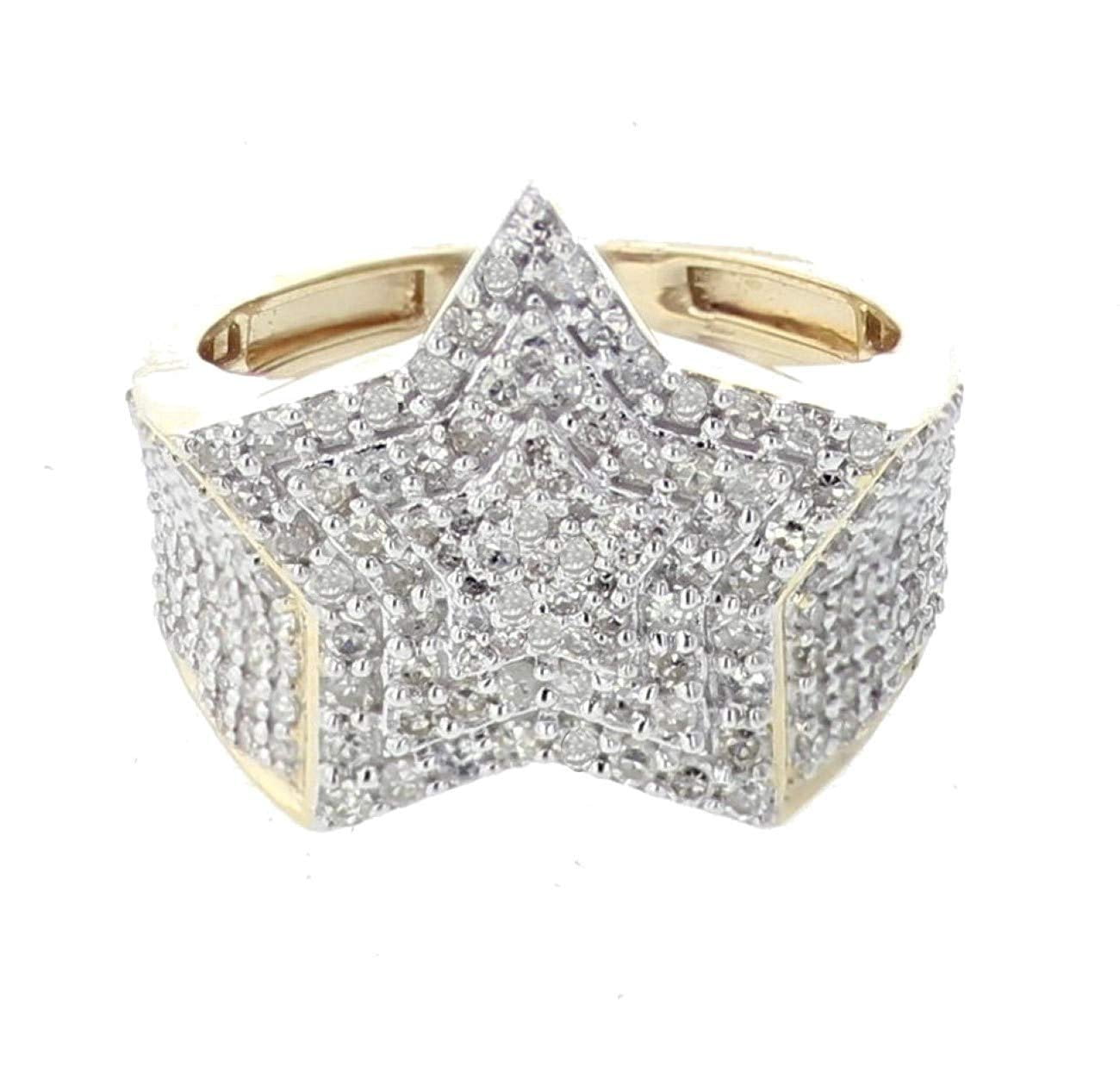 Details about   Men's Elegant Star Five Point Sim Diamond Ring in 1.85 ct 14k Yellow Gold Plated 