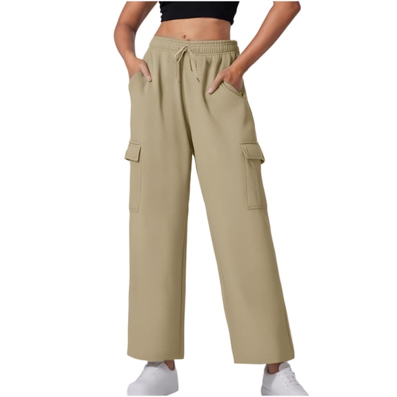 Aofany Women's Cargo Pants Casual Loose High Waisted Wide Leg Pants Trendy Plus Size Baggy Trousers with Pockets