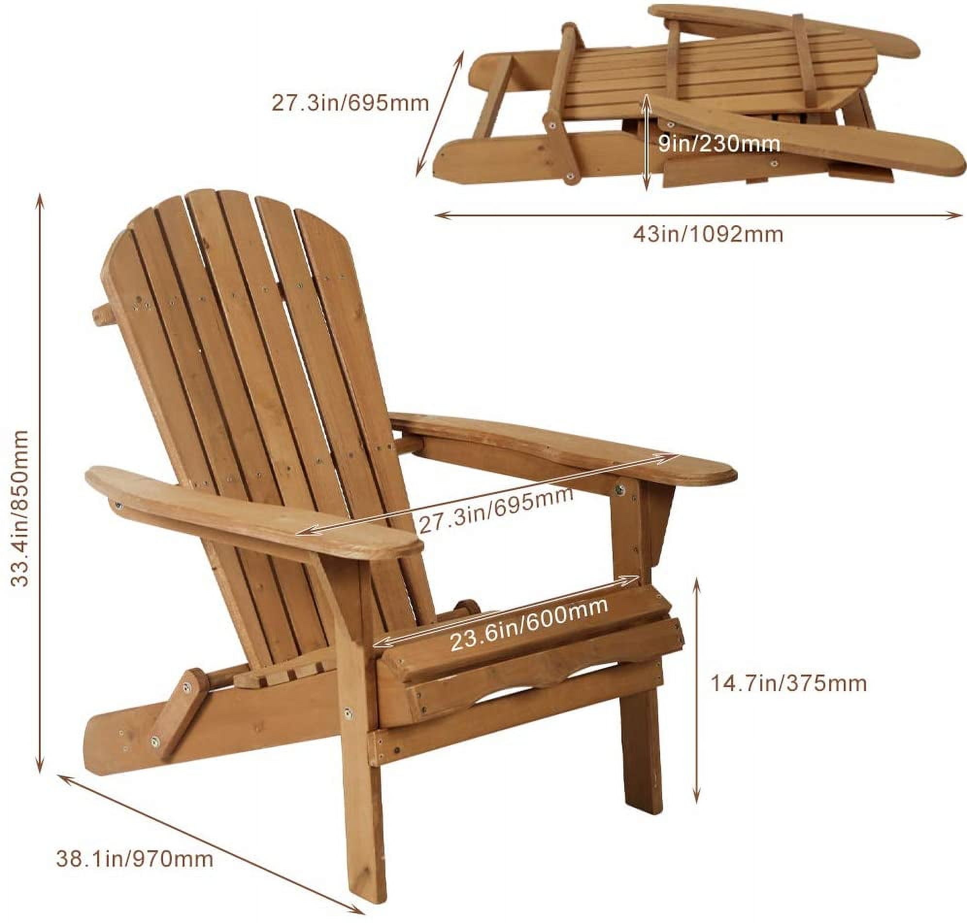 Dkeli Wood Folding Adirondack Chair, Yellow