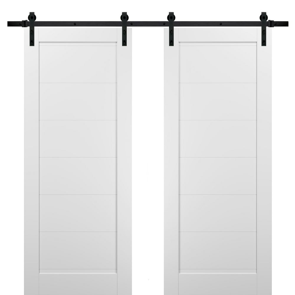Sliding Double Barn Doors 36 x 96 with Hardware Quadro 4115 White