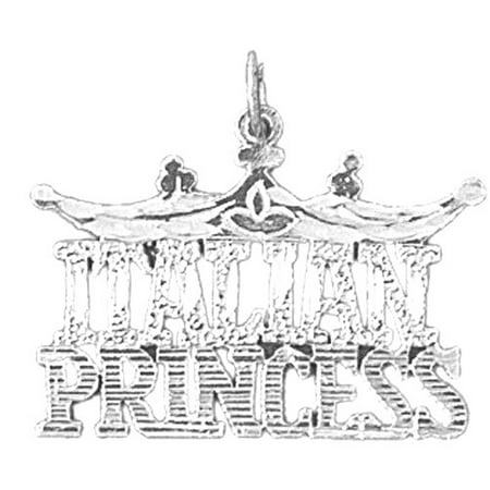 18K White Gold Italian Princess Pendant - 23 mm