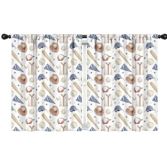 Blackout Kids Curtains,Baseball Uniform Pattern Childrens Insulated Curtains Set Of 2,Bedroom Essentials,Toddler Room Decor 42"x54"