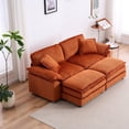 thumbnail image 3 of Loveseat Sofa Sectional Sofa with Ottoman,Modern Sleeper Couch with Pillows, Corduroy Comfy Upholstered Deep Seat Modular Sofa for Living Room, Apartment,Office,Orange, 3 of 9