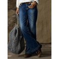 thumbnail image 2 of Women's Plus Size High Waisted Non Stretch Single Breasted Denim Pants Comfortable Loose Pluse Size Jeans For Women, 2 of 7