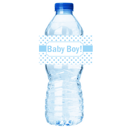 Blue Stars  Baby Boy Shower Party Decorations 15ct Water Bottle Sticker
