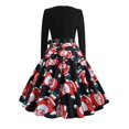 thumbnail image 4 of Vestido de Navidad de manga larga para mujer, bata Vintage, Swing Pinup, elegante, estampado informal, negro, invierno, 50S, 60S, 4 of 4