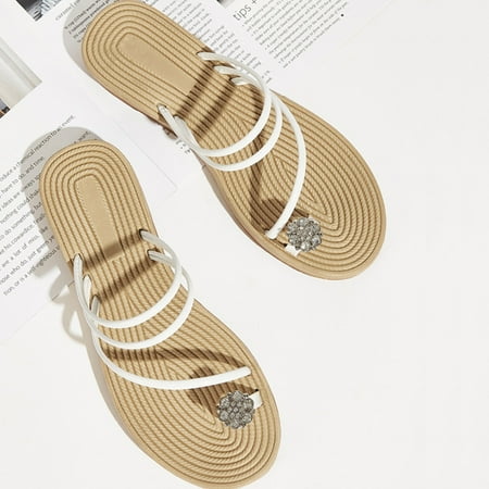

OAVQHLG3B Sandals for Women Clearance Under $10 New Set Toe Women s Roman Style Flat Bottom Diamond Herringbone Women s Slippers