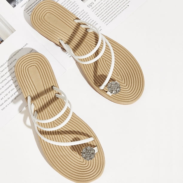 Nuevo conjunto de zapatillas de mujer con diseño de espiga de diamante de fondo plano estilo romano para mujer Wmkox8yii nm11004