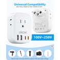 thumbnail image 4 of Adaptador de Viaje LENCENT Blanco con 4 Salidas CA y Puertos USB para Liechtenstein, Ruanda y más, 4 of 7