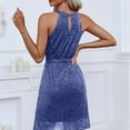 thumbnail image 5 of purcolt Womens Sequin Dress Sparkly Glitter Sleeveless Halter Mini Dress Belted Knee Length Cocktal Party Dress, 5 of 9