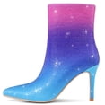 thumbnail image 2 of RONILURN Women's Rhinestone Ankle Boots Pointed Toe Stiletto High Heel Dressy Colorful Gradient Fashion Booties Dress Boots for Party & Special Occasions, 2 of 6