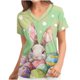 thumbnail image 1 of Pullover Impreso de Pascua de las Mujeres, Nuevo Cuello en V de Manga Corta Casual Top para Uso Diario Y de Fiesta, Camiseta de Cuidado de la Moda Elástica, 1 of 5