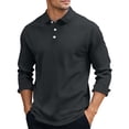 thumbnail image 3 of Polos Shirts for Men Solid Color Button Turndown Collar Pullover Top for Business Casual, 3 of 7