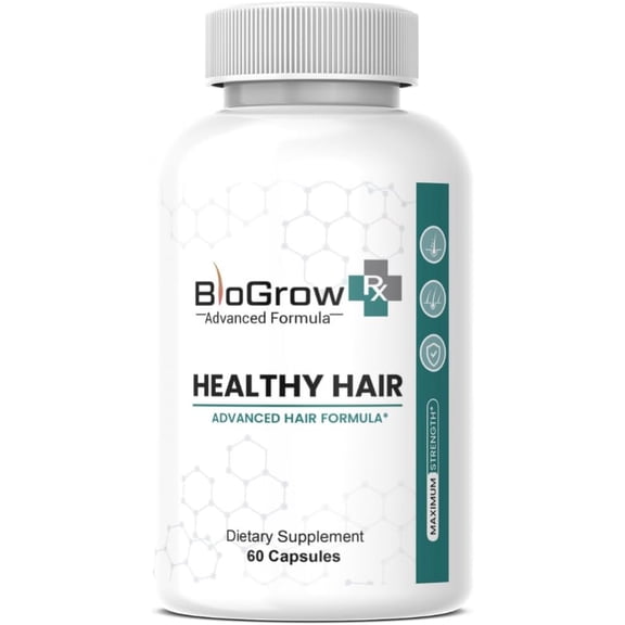 BioGrow RX Healhty Hair Advanced Formula for Hair Growth Support*, Bio Grow RX Healthy Hair Capsules, 60 Count